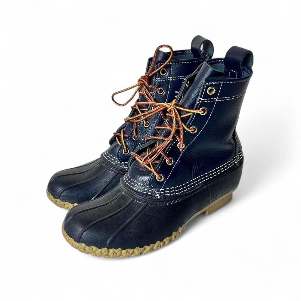L.L. Bean Vintage USA Made Maine Hunting Shoe 8” Blue Leather Duck Boot Womens 8